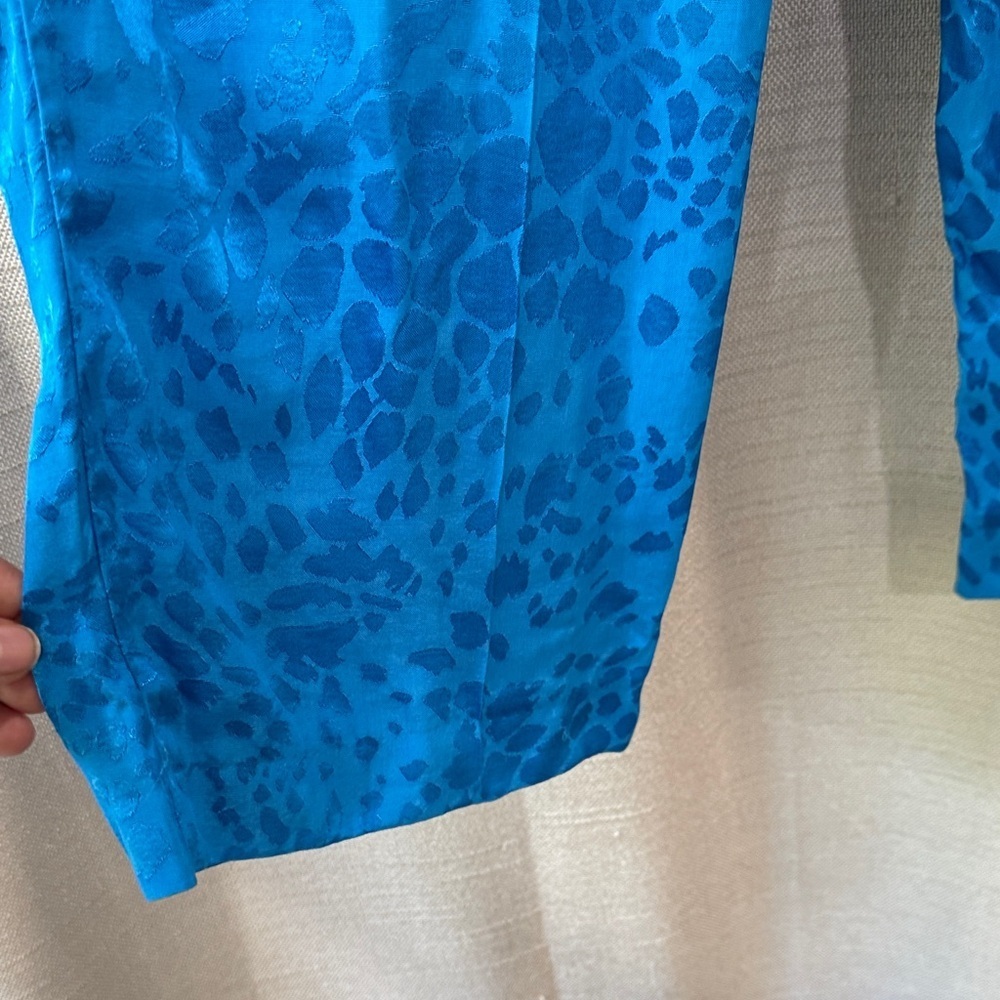 Zara Blue Patterned Satin Pants Size XS NWT - Picture 7 of 14